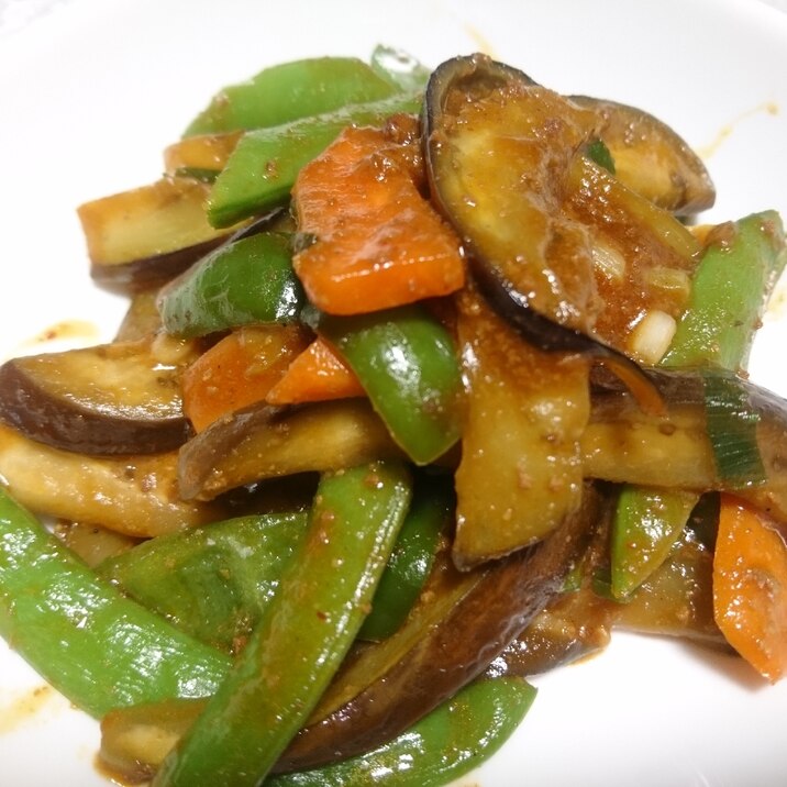 スナップえんどう入りの麻婆茄子